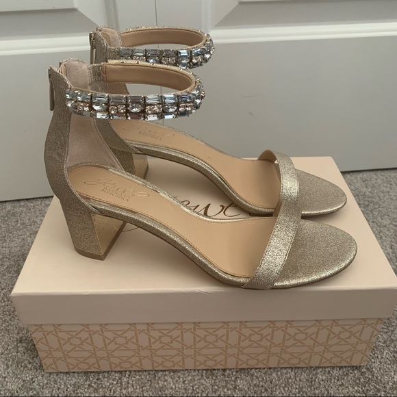 Jewel Badgley Mischka Gold Katerina Ankle Strap Sandal - Picture 1 of 11